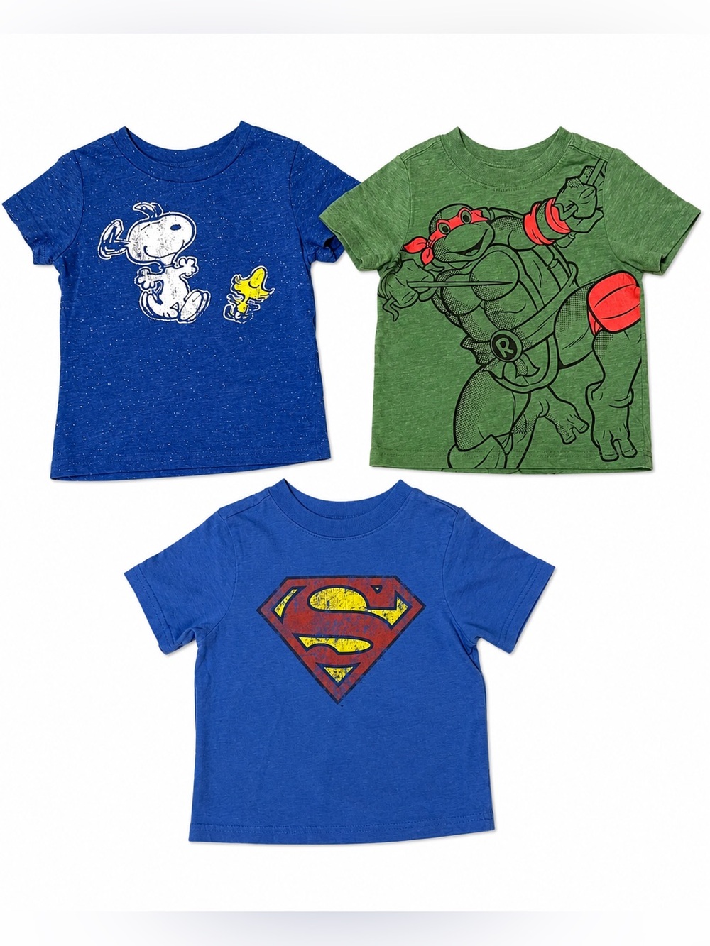 Toddler Boys Character T-Shirt Bundle Size 2T | Snoopy, TMNT & Superman